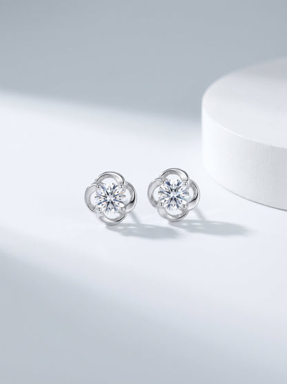 Celand 0.5ct Clover Moissanite Stud Earrings