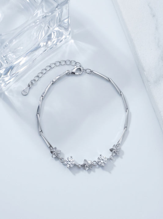 Celand 1CTW Floral Moissanite Bracelet, S925 Silver