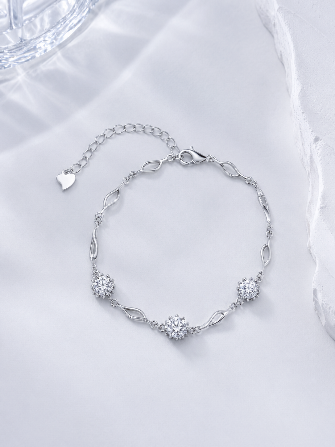 Celand 3x0.5ct Moissanite Bracelet, S925 Silver