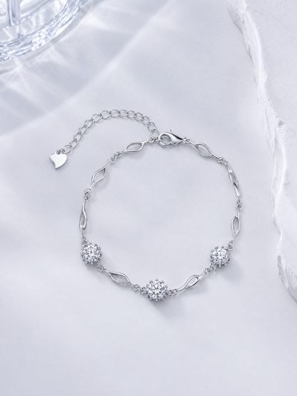 Celand 3x0.5ct Moissanite Bracelet, S925 Silver