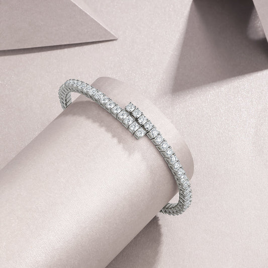Celand 6.5CTW Moissanite Wrap Tennis Bracelet, S925 Silver