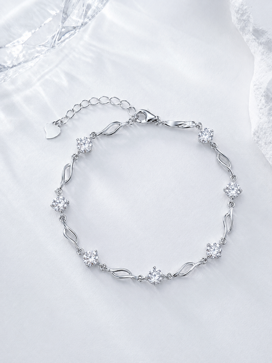 Celand 7x0.5ct Moissanite Bracelet, S925 Silver