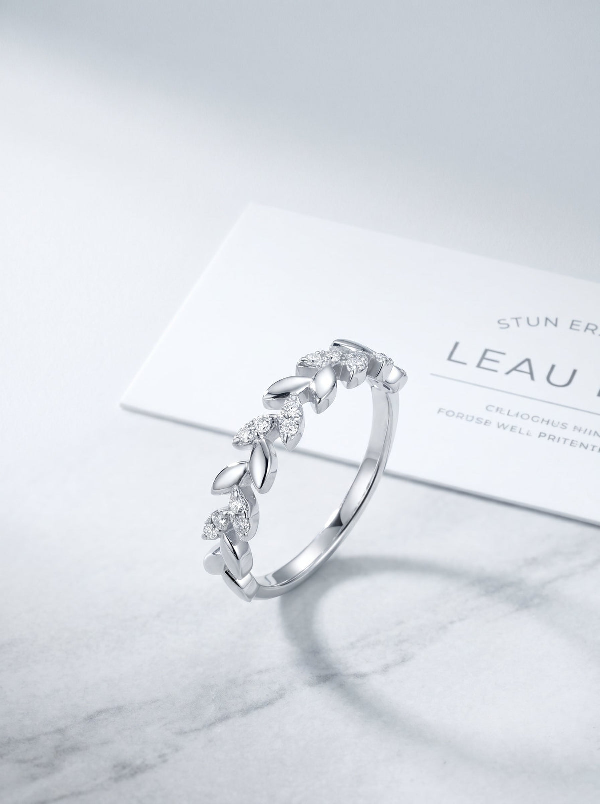 Celand Leaf Vine Moissanite Ring, S925 Silver