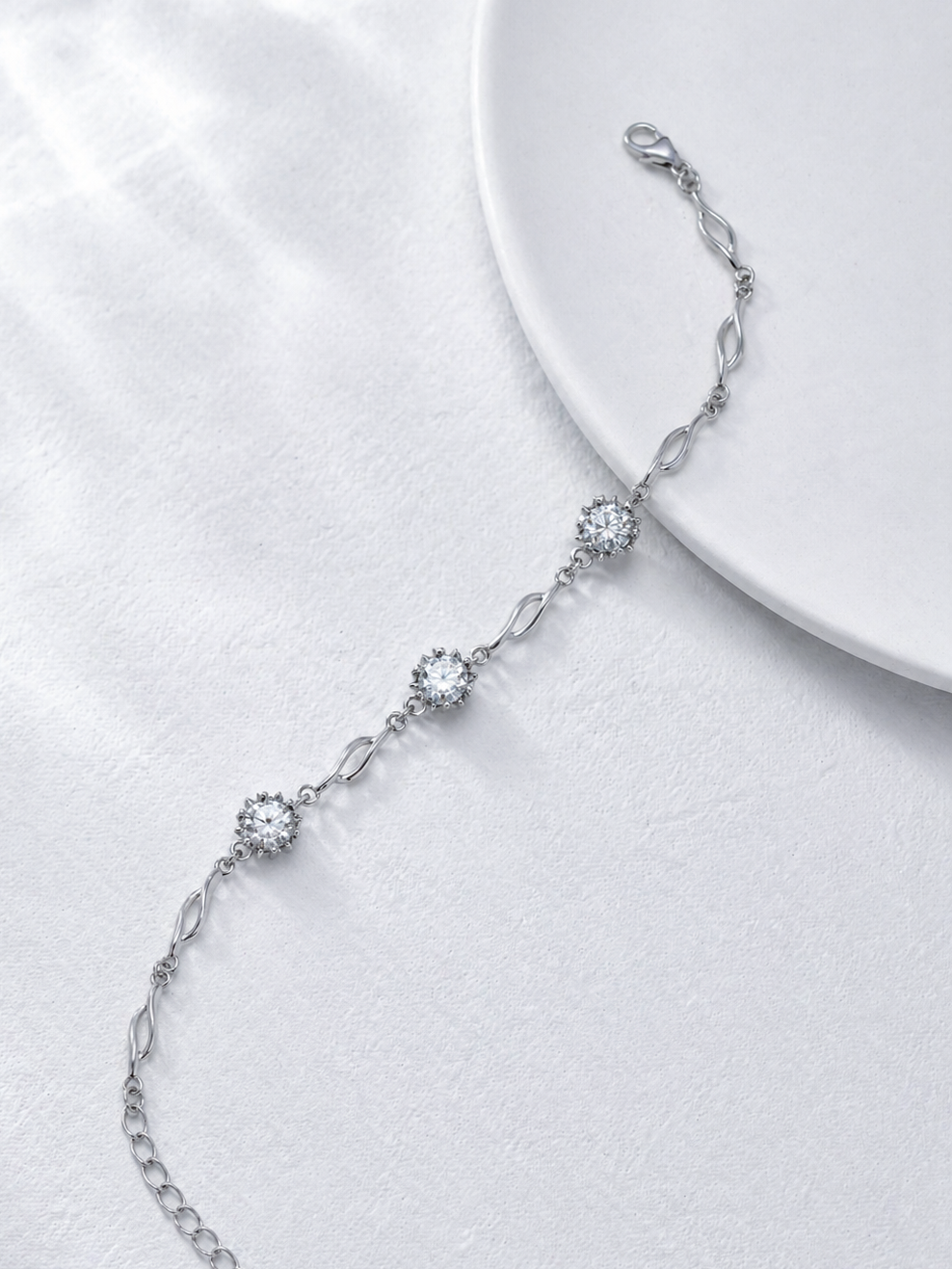 Celand 3x0.5ct Moissanite Bracelet, S925 Silver