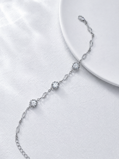 Celand 3x0.5ct Moissanite Bracelet, S925 Silver