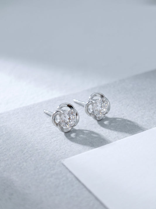 Celand 0.5ct Clover Moissanite Stud Earrings