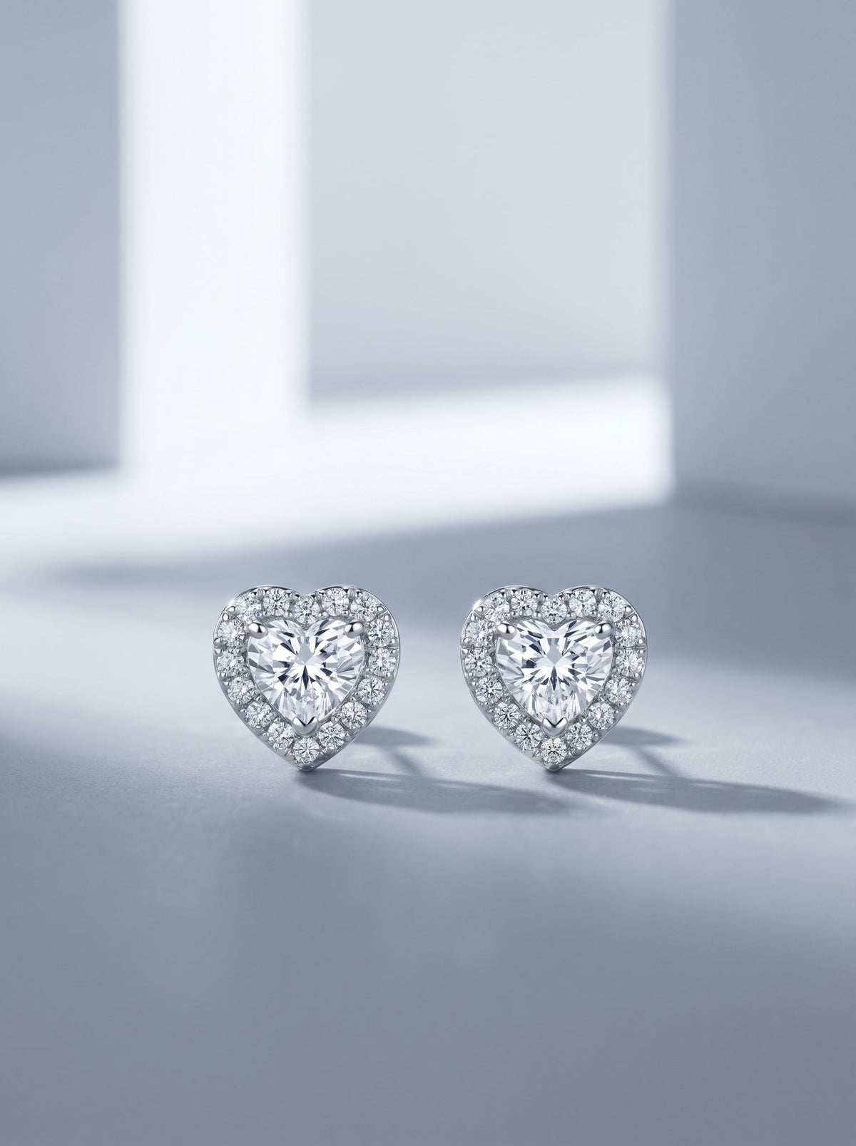 Celand 1ct Heart Halo Moissanite Stud Earrings