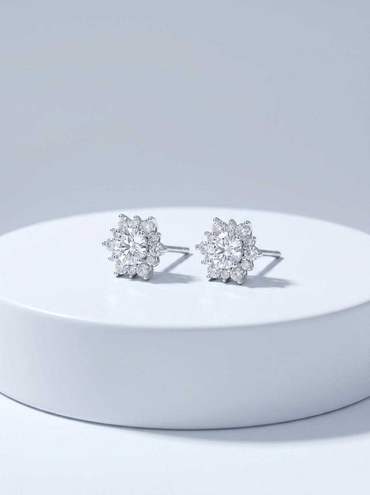 Celand 0.5ct Floral Halo Moissanite Stud Earrings