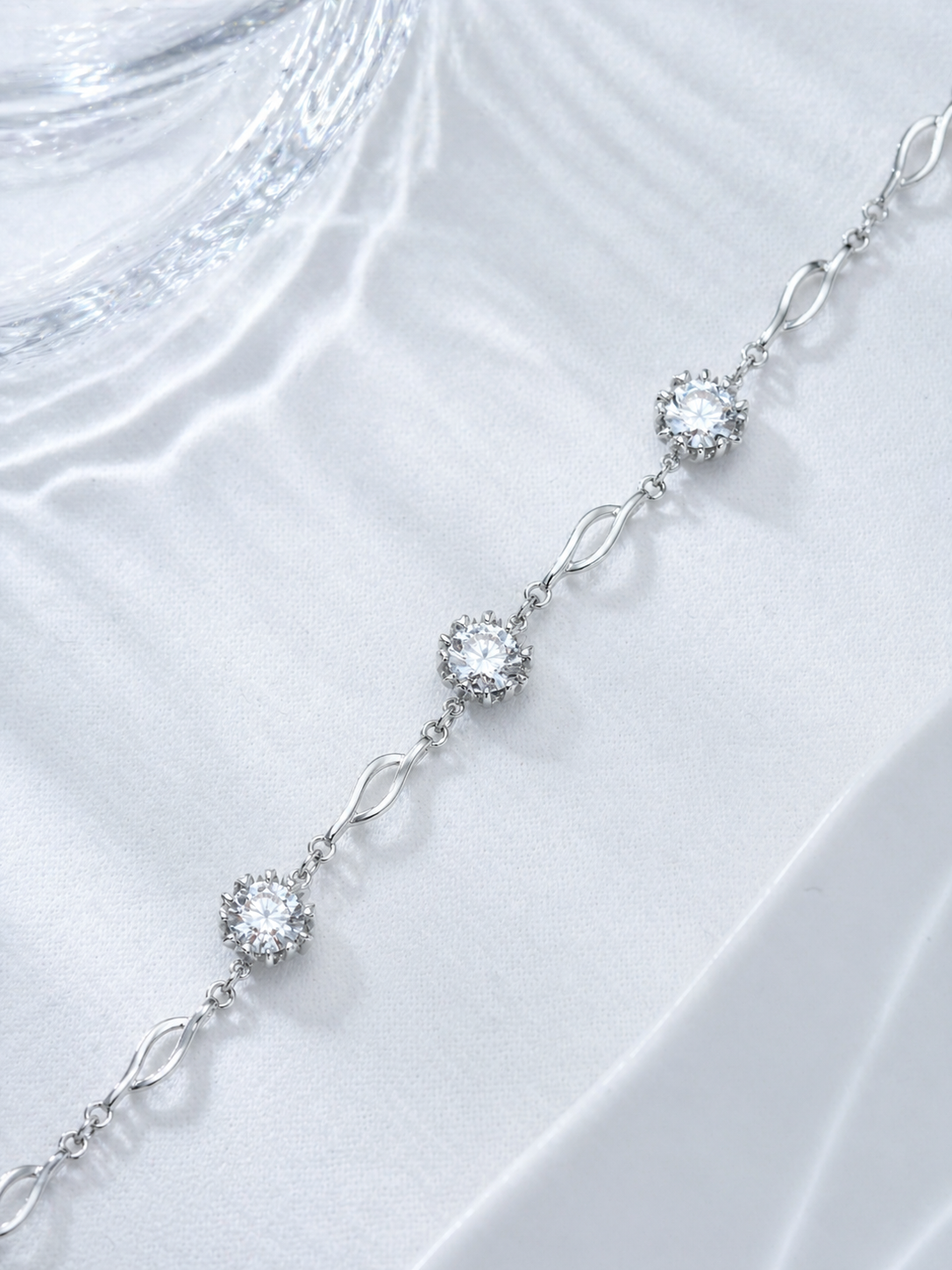 Celand 3x0.5ct Moissanite Bracelet, S925 Silver
