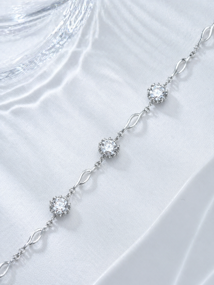 Celand 3x0.5ct Moissanite Bracelet, S925 Silver