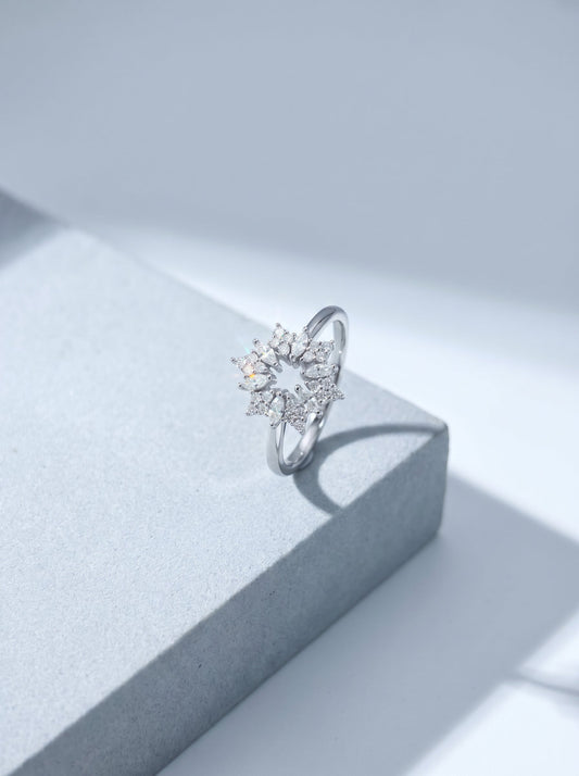 Celand Starflower Moissanite Ring, S925 Silver