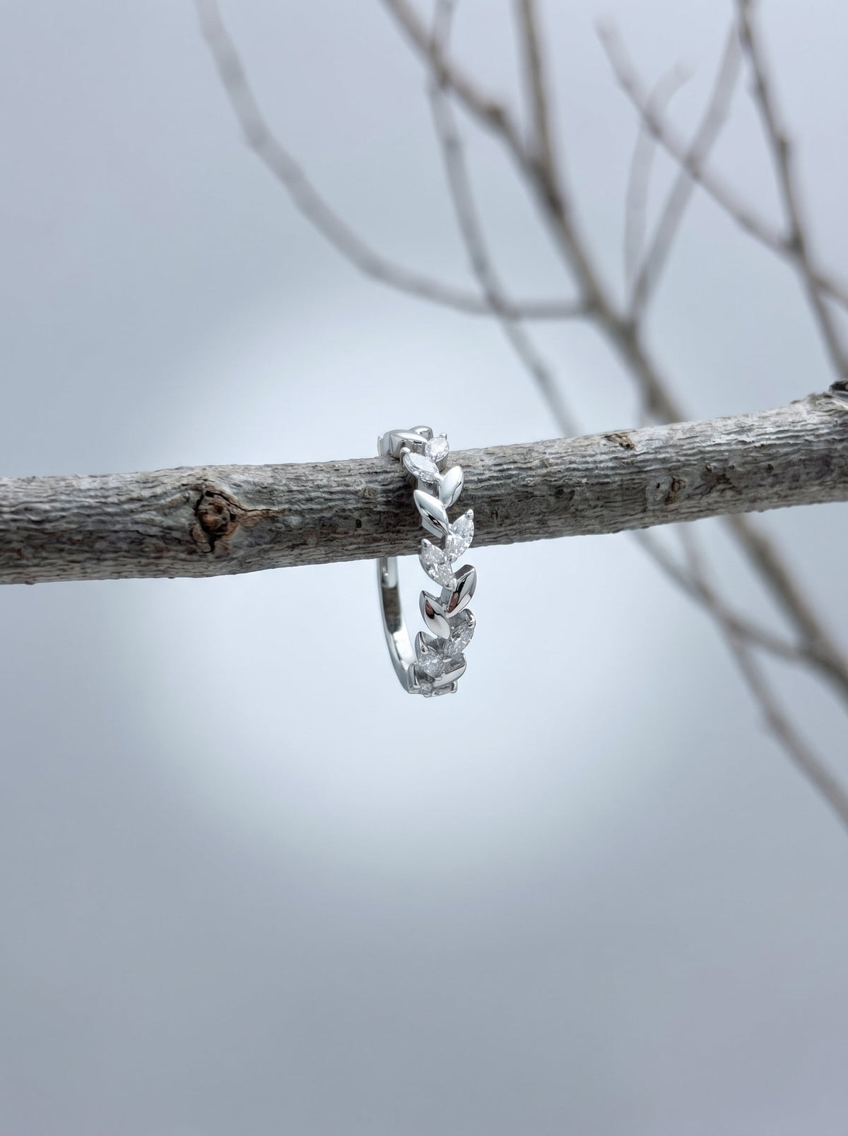 Celand Leaf Vine Moissanite Ring, S925 Silver