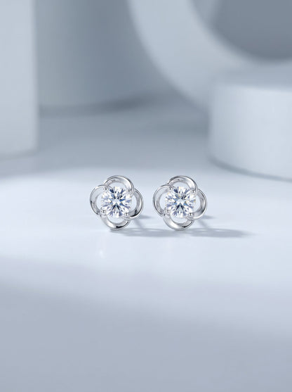 Celand 0.5ct Clover Moissanite Stud Earrings