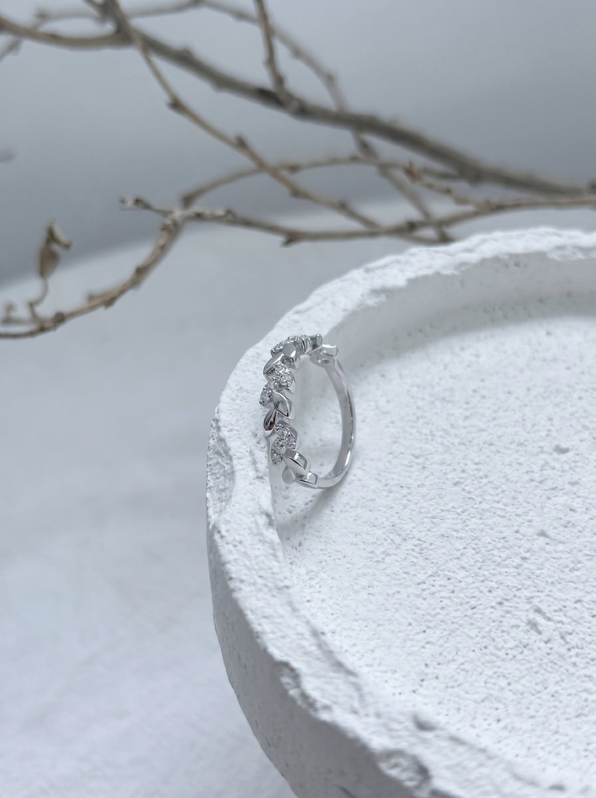 Celand Leaf Vine Moissanite Ring, S925 Silver