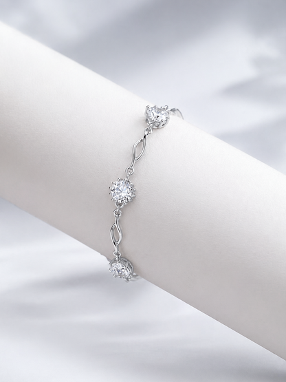 Celand 3x0.5ct Moissanite Bracelet, S925 Silver