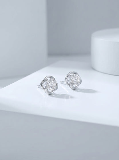 Celand 0.5ct Clover Moissanite Stud Earrings
