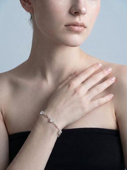 Celand 3x0.5ct Moissanite Bracelet, S925 Silver