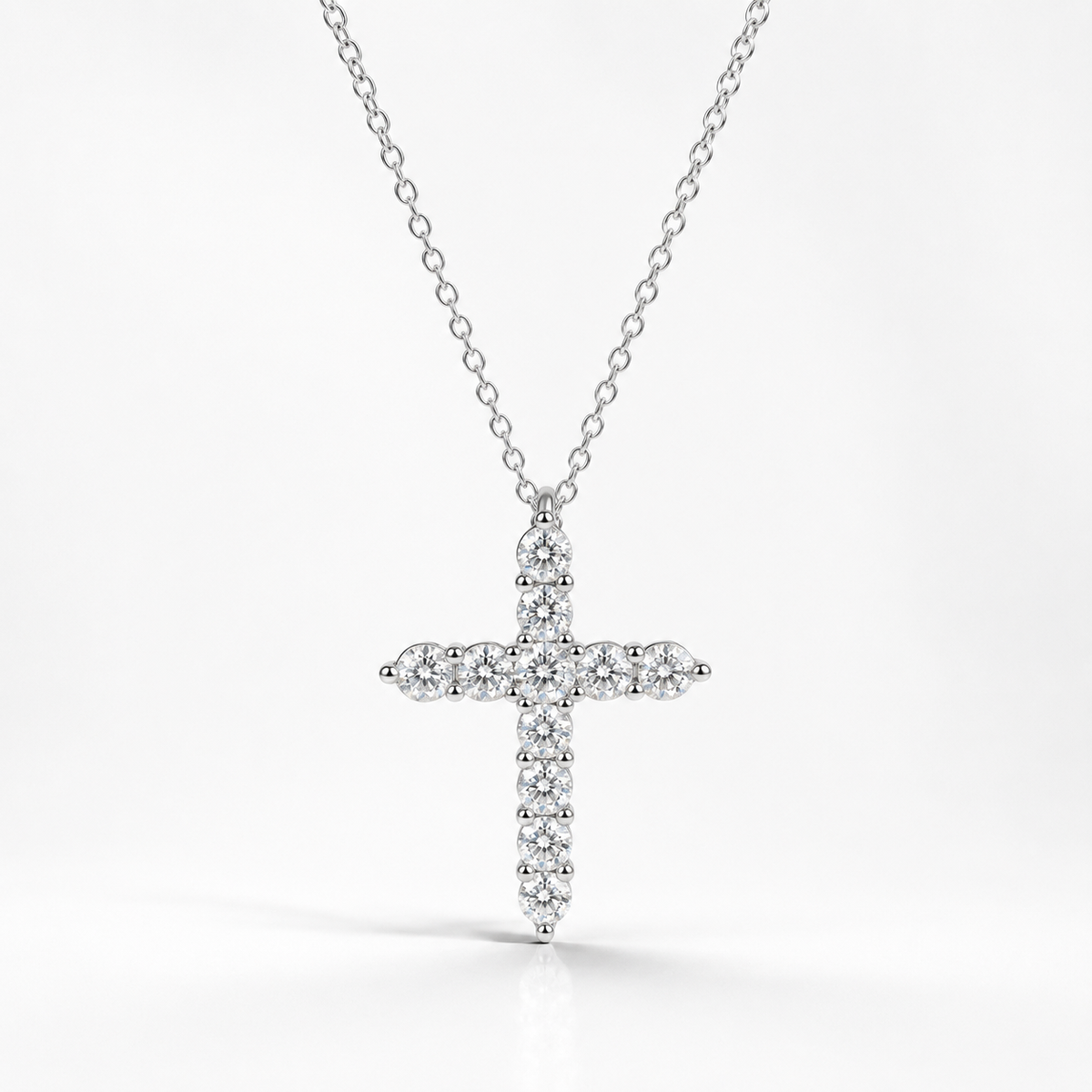Celand 1.1CTW Moissanite Cross Necklace, S925 Silver