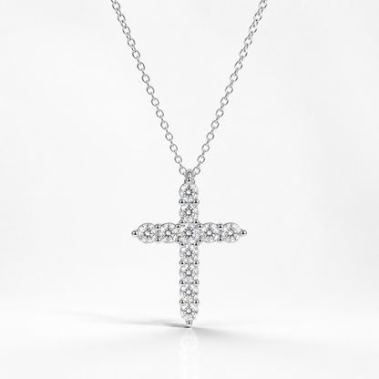 Celand 1.1CTW Moissanite Cross Necklace, S925 Silver