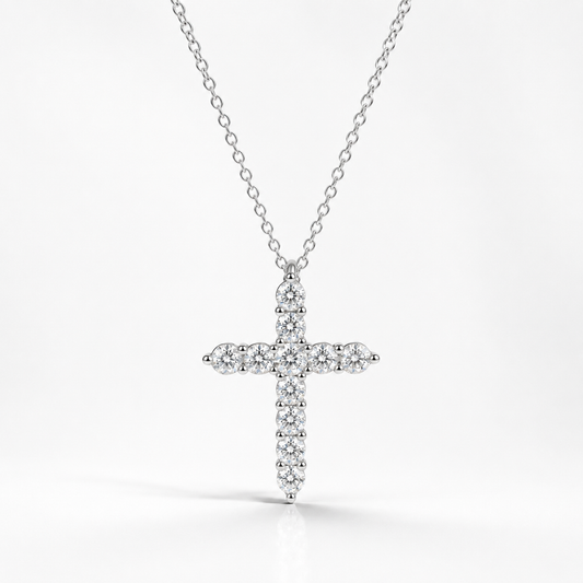 Celand 1.1CTW Moissanite Cross Necklace, S925 Silver