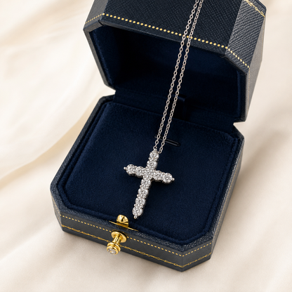 Celand 1.1CTW Moissanite Cross Necklace, S925 Silver