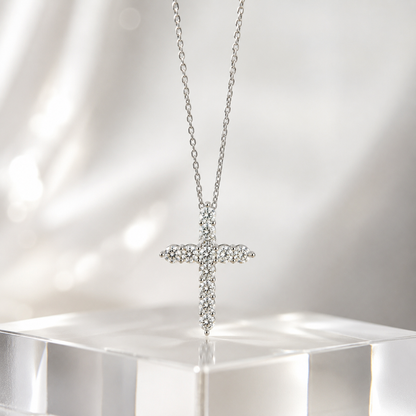 Celand 1.1CTW Moissanite Cross Necklace, S925 Silver