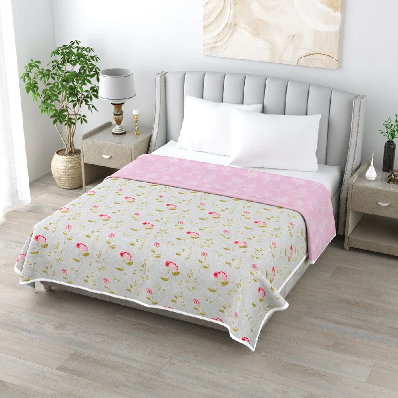 100% Cotton Single/Double Size Reversible AC Blanket - BLOOMING ROSES