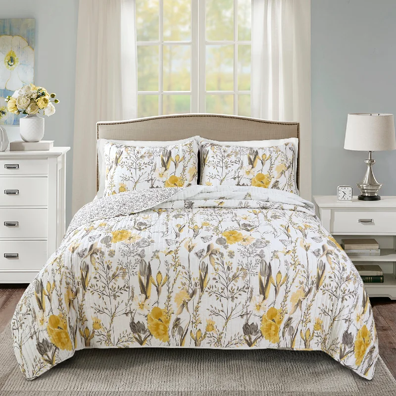 Adalia Quilt Yellow/Gray 3Pc Set King