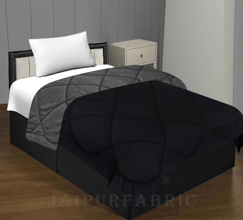 Black Dark Grey Single Bed Comforter