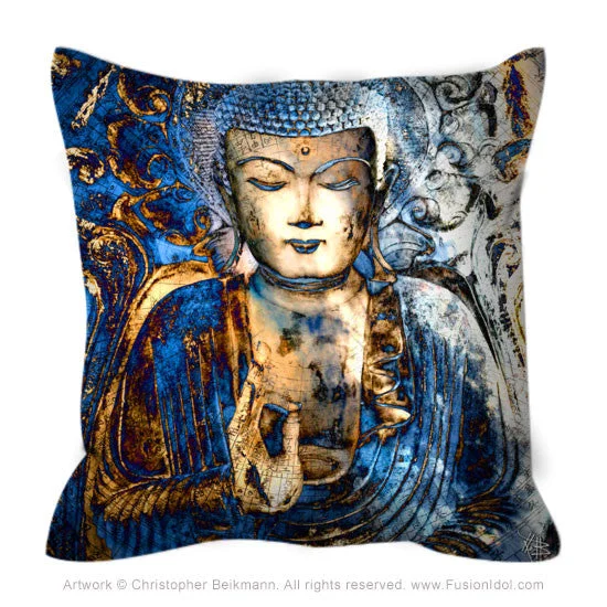 Blue Buddha Throw Pillow - Inner Guidance