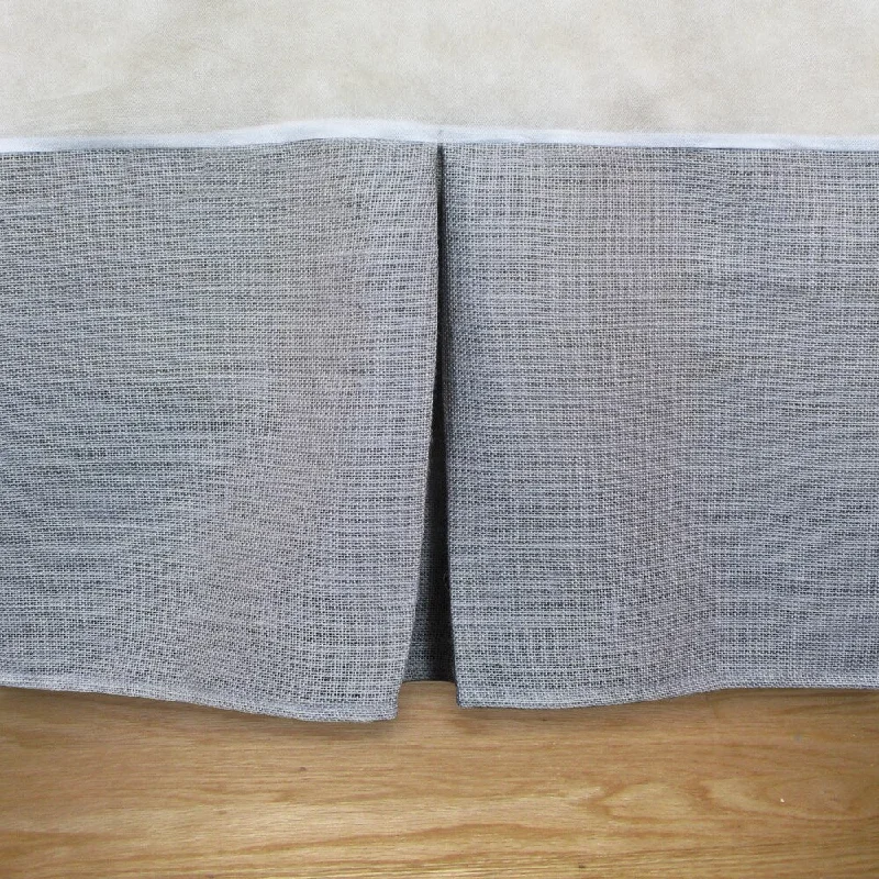 Burlap Ash Grey 14-inch Drop Pleated Queen Bed Skirt