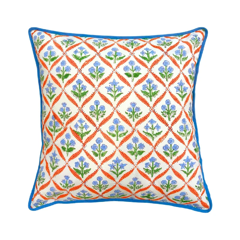 Camila Orange Block Print Throw Pillow