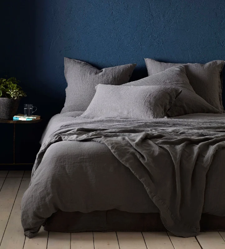 Charcoal 100% Linen Duvet Cover