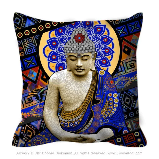 Colorful Modern Buddha Throw Pillow - Rhythm of My Mind