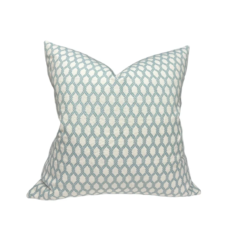 Seafoam Blue Lattice Pillow Cover