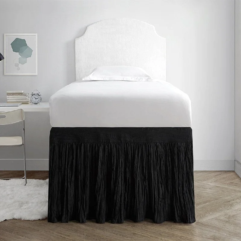 Crinkle Bed Skirt Twin XL (3 Panel Set) - Black