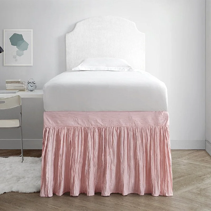 Crinkle Bed Skirt Twin XL (3 Panel Set) - Rose Quartz