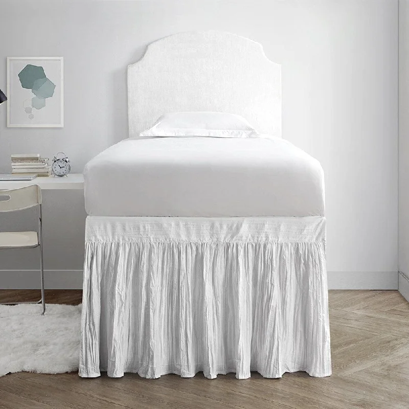 Crinkle Bed Skirt Twin XL (3 Panel Set) - White