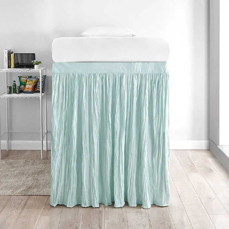 Crinkle Extended Bed Skirt Twin XL (3 Panel Set) - Hint of Mint