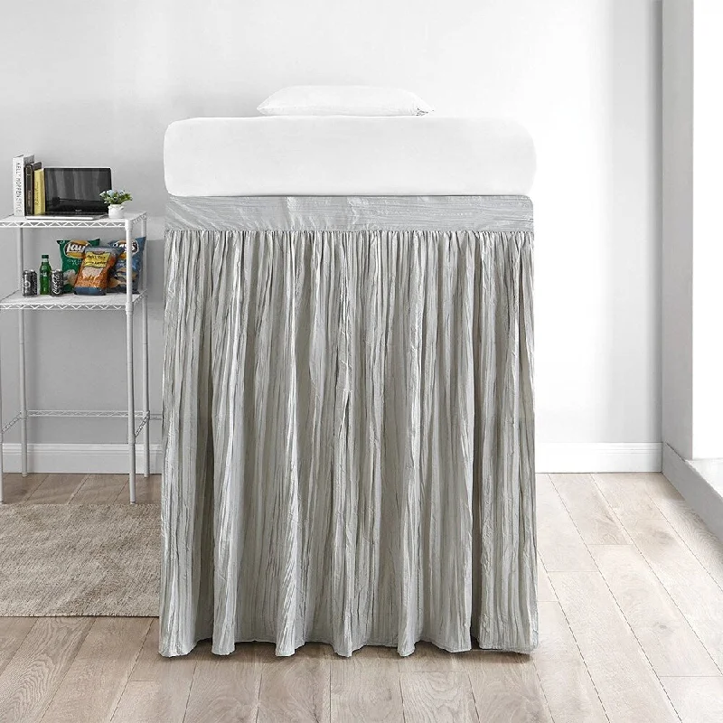 Crinkle Extended Bed Skirt Twin XL (3 Panel Set) - Silver Birch