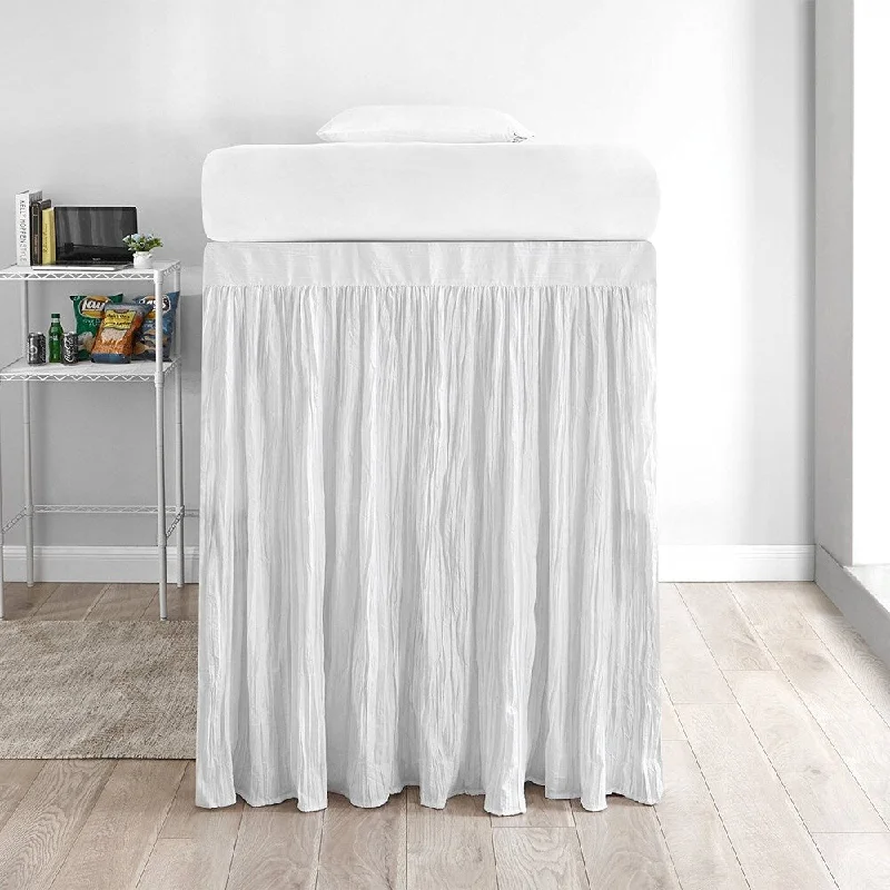 Crinkle Extended Bed Skirt Twin XL (3 Panel Set) - White