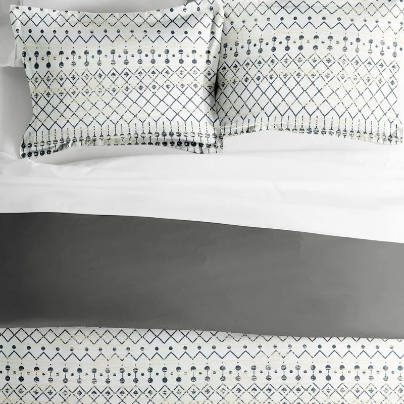 Etched Gate Gray Reversible Pattern Duvet Cover Set Ultra Soft Microfiber Bedding, Full/Queen