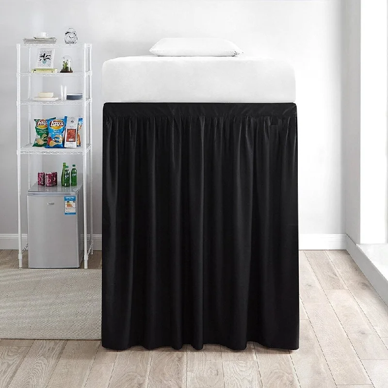 Extended Dorm Sized Bed Skirt (3 Panel Set) - Black