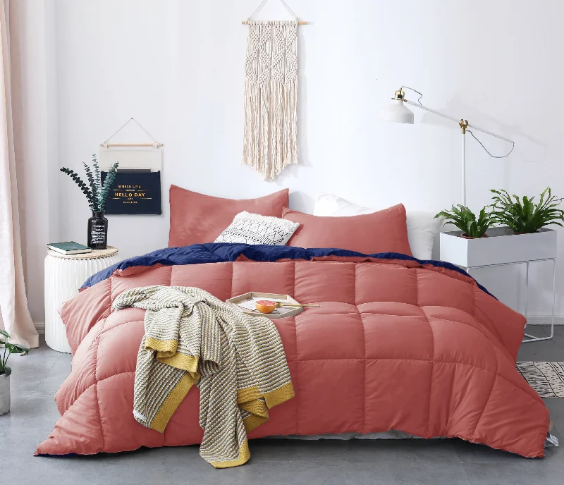 Fall Bedding Reversible Ultra Soft Comforter Set - Coral-Navy