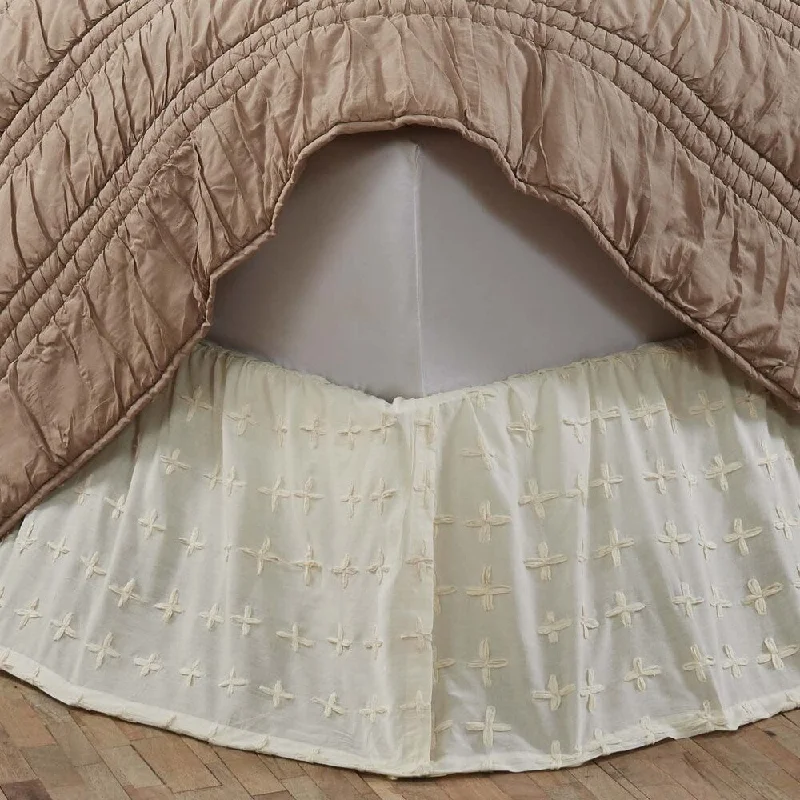 Farmhouse Bedding VHC Willow Bed Skirt Cotton Solid Color Gathered Voile