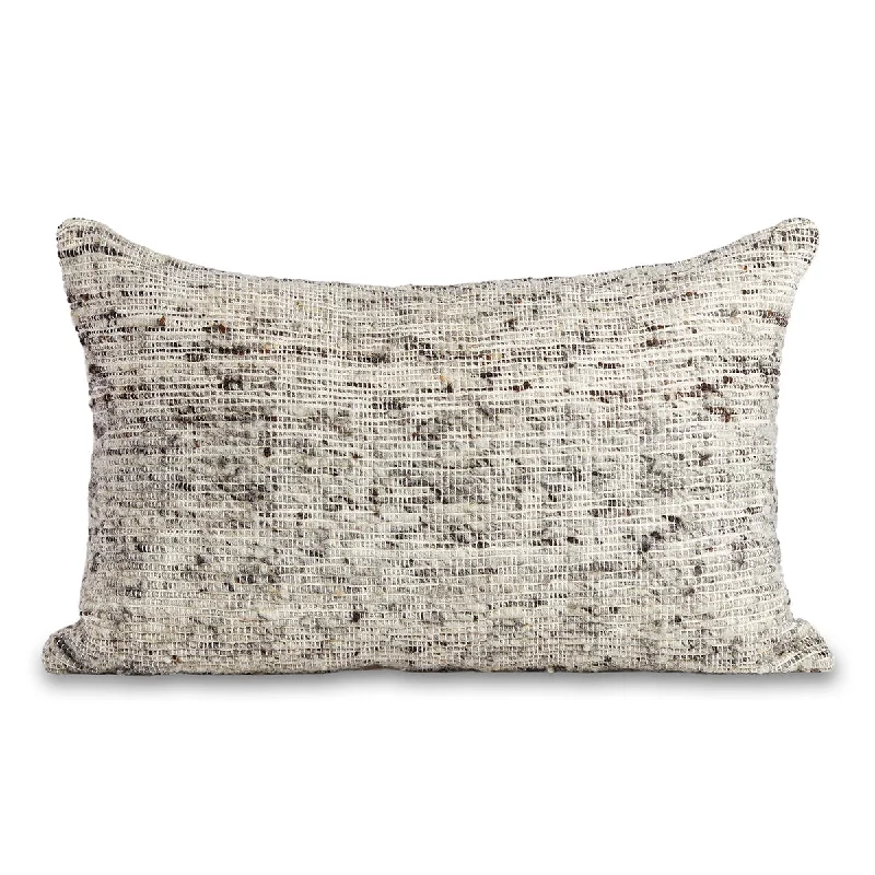 Grey Chunky Wool Lumbar Pillow