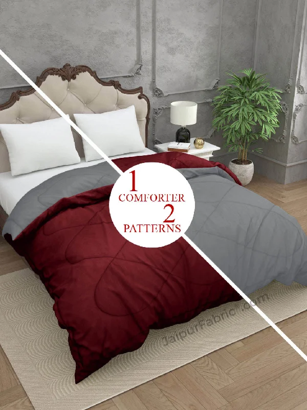 Grey-Maroon Double Bed Comforter