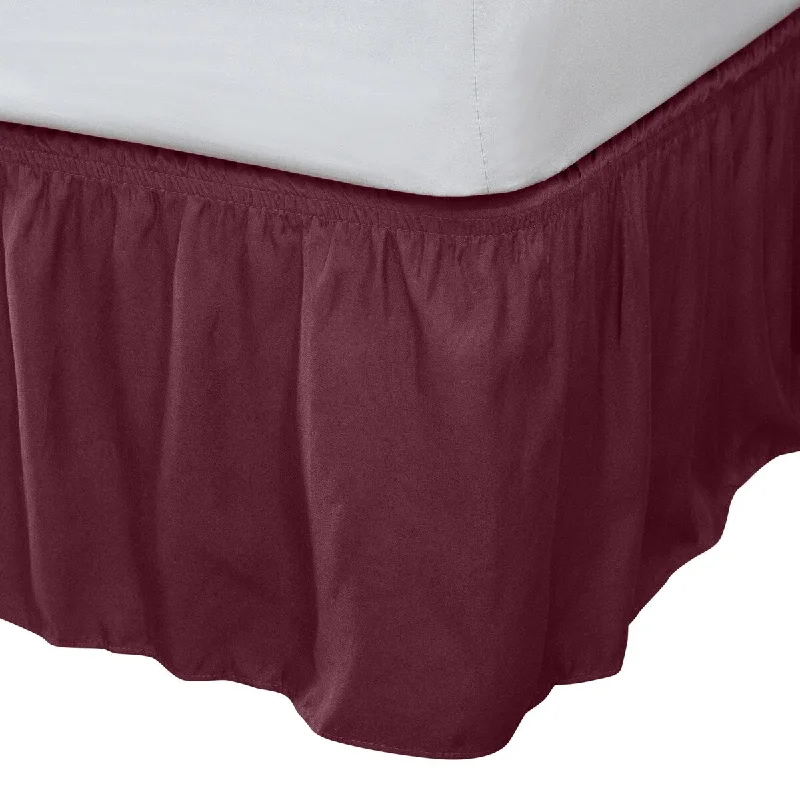 Home Details Wrap Around Bed Ruffle Twin/Full in Burgundy