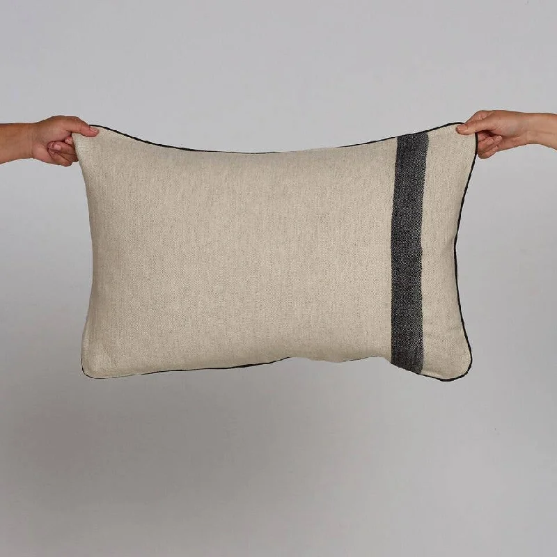 Kadir Cotton/Linen Lumbar Cushion: W/Feather Insert