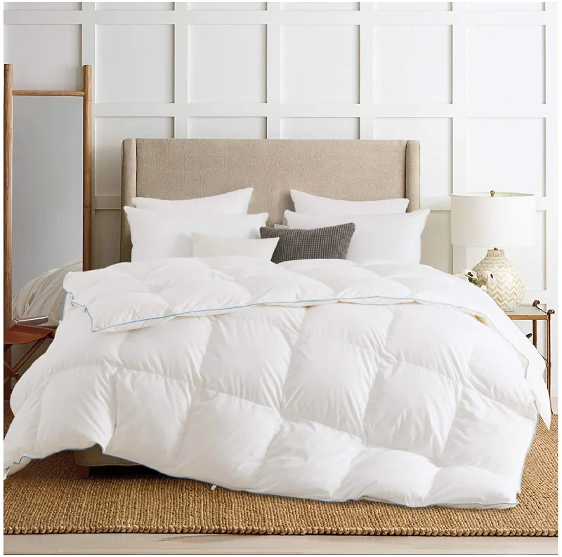 Blue Piped Edge White Down Comforter